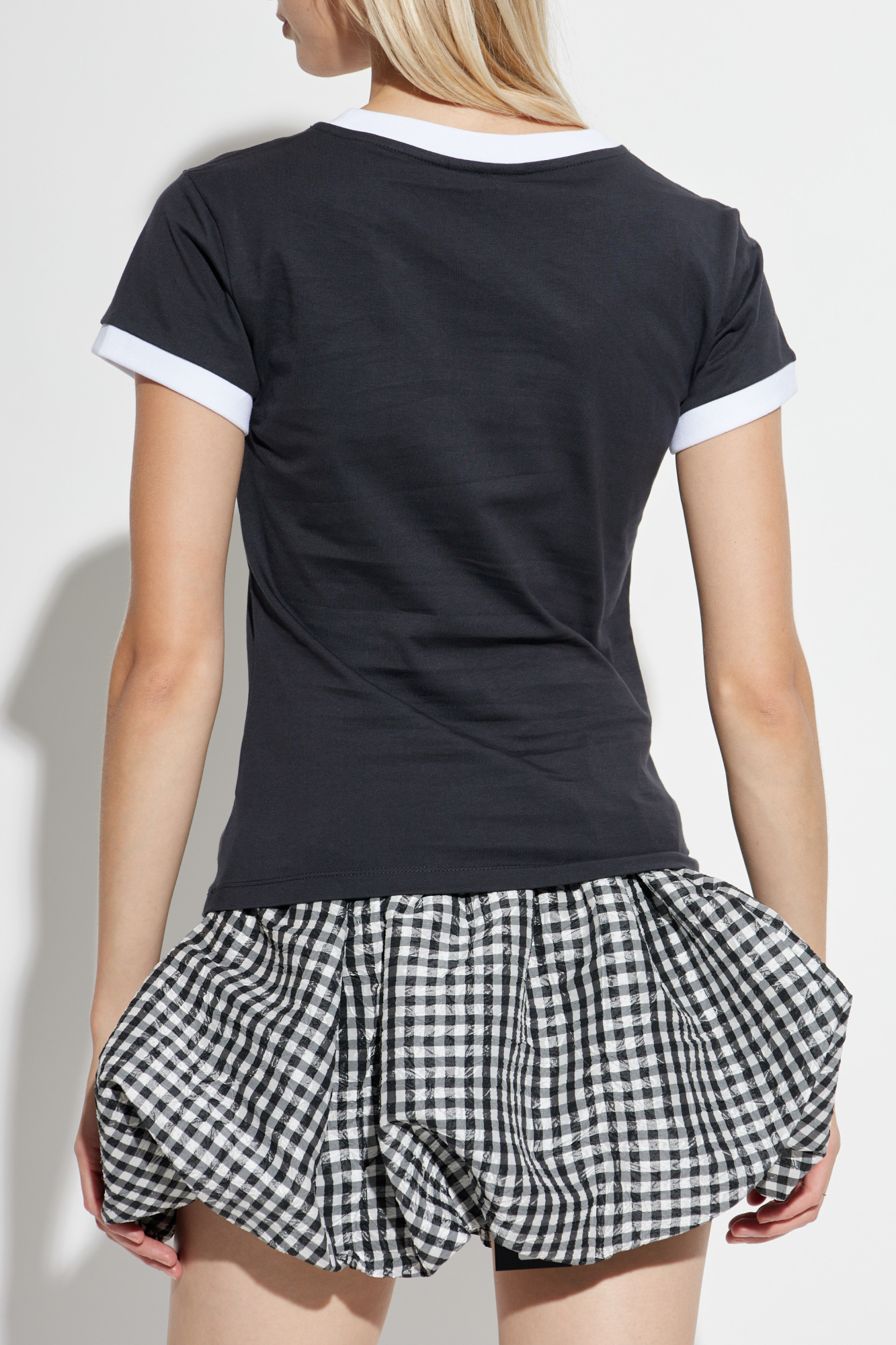 Tシャツ・カットソー GANNI Woman T-Shirt Grey T4254 252 Phantom Grey Washed Heart Cropped T-shirt | GANNI US